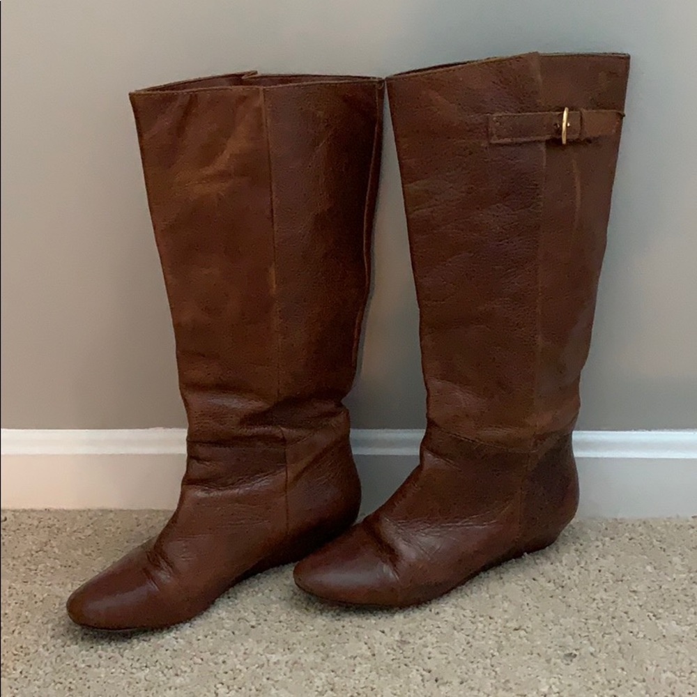 Steve Madden Intyce Cognac Brown Wedge Boots